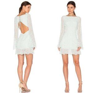 Majorelle Esmeralda Dress Size Small Mint Eyelet Open Back Lace-up Crochet